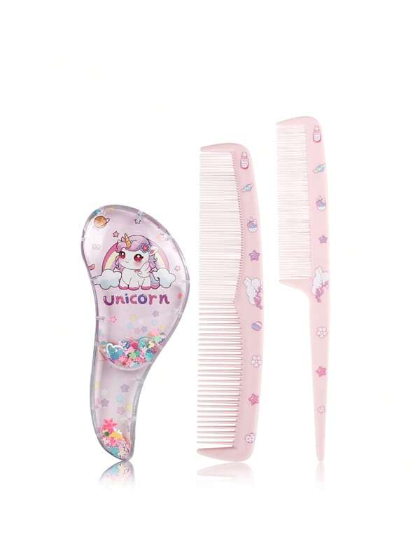 3 pièces Set de peignes de dessin animé, convient pour les cheveux secs et mouillés et tous types de cheveux, manche en plastique ABS, convient pour un usage domestique quotidien, un cadeau pour les enfants