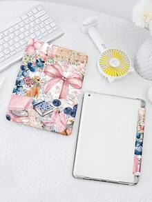 蝴蝶结夏日假期保护套兼容 iPad 10.2 英寸 2021/2020 iPad 第 9/8 代，兼容 Galaxy Tab A8 10.5 英寸 2022，标签保护套，带笔架，支持自动睡眠/唤醒盖 - 彩色 - 查看 4