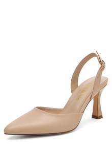 Women's High Stiletto Heels Slingback Pumps Closed Pointed Toe Party Wedding Sexy Casual Party Wedding Dress Shoes - 杏色 - 查看 5