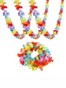 39.68 英尺夏威夷花环丝带横幅、夏威夷派对装饰、摄影背景、彩色花环、派对桌面中心装饰、花艺设计、适合生日、庆祝、节日、夏季门廊装饰、DIY 花环 - 彩色 - 查看 5