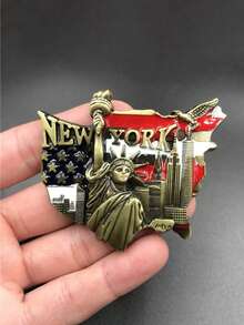 1PC Metal Refrigerator Fridge Magnets Home Kitchen Decoration Mini Simulated Architecture - New York United States. Paris France. London United Kingdom - Multicolor - View 5