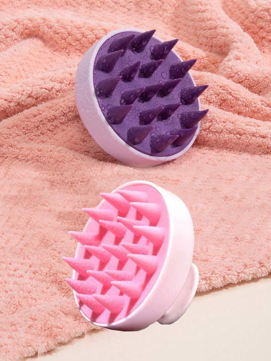 2支装头皮按摩洗发刷，硅胶洗发刷，柔软头皮清洁梳，美发工具，家居美容美发配件