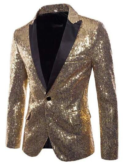 Blazer con lentejuelas para hombres de talla grande, adecuado para banquetes, bodas y ocasiones formales