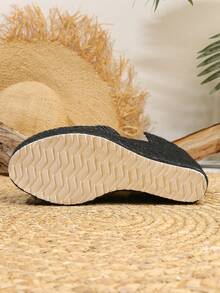 Giày sandal đế xuồng D"Ovsay dành cho nữ, giày đế đay dệt quai mắt cá chân, giày sandal đế dày thường ngày cho mùa hè - màu đen - Xem 5