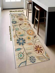 1pc [Best Seller] Bohemian Floral Pattern Living Room Carpet, Polyester Anti-Stain Mat, Machine Washable Durable Rug, Multiple Sizes - Ideal For Home Decor, Room Decoration, Living Room Carpet