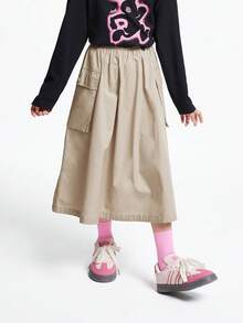 Annil 儿童女孩儿童工装风格编织裙子夏季