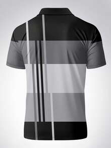 Top Polo de Manga Curta Casual para Homens Plus Size - Multicolorido - Visão 2