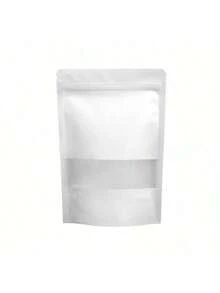 100 个带半透明窗口的白色牛皮纸袋，热封可重复使用的自封袋，适用于烘焙干粮坚果谷物茶节日礼品包装，250g 500g 1000g 储物袋，适用于派对零食 - 白色 - 查看 12