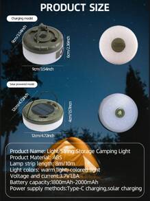 Luces de cadena solares/recargables para acampada de 8M/10M, luces de hadas de exterior con diferentes modos de iluminación, luces de decoración portátiles y retráctiles con USB, aptas para acampada, jardín, decoración de fiesta (luz de color y cálida)