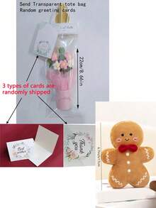 1 bó hoa nhung, lý tưởng cho tiệc sinh nhật hoặc lễ tốt nghiệp, kèm túi đựng trong suốt và thiệp ngẫu nhiên, ngày lễ tình nhân, quà tặng - Hồng - Xem 12