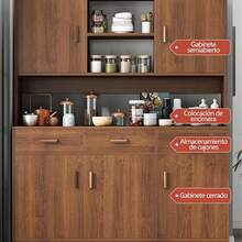 Small Integral Kitchen 120cm Cupboards With 3 Drawers 5 Doors - Maroon - View 5