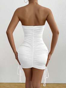 1pc 2024 New European & American Cross-Border Sexy Ruffle Bodycon, Summer Single Item, New Women's Fashion Fitted Tube Dress