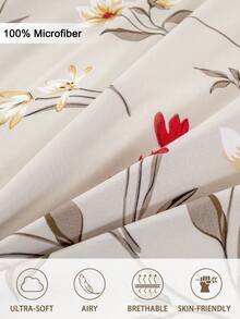 3pcs/Set Floral Pattern Duvet Cover Set(1 Duvet Cover & 2 Pillowcase)Soft And Skin-Friendly Duvet Cover Bedding Set For Home, All Season Bed Sheets Set