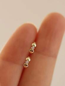 GAGAFEEL 1对925纯银时尚优雅可爱迷你叶子锆石耳夹耳环，适合女性日常佩戴、派对、友情礼物 - 金色 - 查看 5