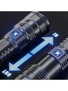 1PCS Super Bright LED Flashlight - 1000mAh USB-C Rechargeable, 1000m Range, 5 Modes, Zoomable , Lightweight Aluminum For Camping/Hunting (With Wristband)