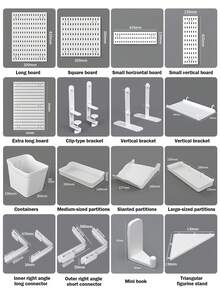 Complete Perforated Board Wall Panels, Plastic Accessories For Pegboard Display And Storage Racks, DIY Entry Wall, Hooks, Baskets, Divider Hooks, Storage Display Wall, Multi-Functional Display Rack, ABS Plastic Entry Display Rack, Gray Honeycomb Grid, With Hidden Screw Holes, Suitable For Key Display/Vertical Expansion/Computer Room Display/Home Office/Kitchen/Studio/Store And Various Occasions - Multicolor - View 11