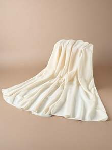 1pc Summer Fashion Solid Color Beach Scarf, Fashionable Accessory Head Wrap - Beige - View 3