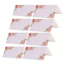 5/20/40 件座位卡空白桌名牌，婚礼用品，宴会婚礼座位卡花卉印花装饰座位卡，派对装饰 - 白色 - 查看 9