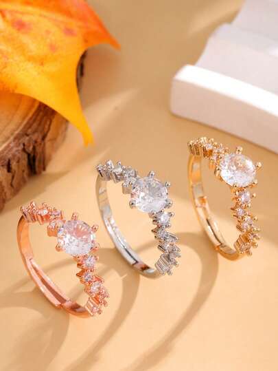 1 pezzo Gioielli da donna per matrimonio, anello fidanzamento regolabile per spose e damigelle, anello di lusso placcato con colori sfumati deluxe da 1 carato, adatto per matrimoni, feste e uso quotidiano