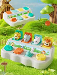 捉迷藏卡通弹出式盒子，适合青少年 - 带有动物卡片的互动学习玩具，可作为生日或圣诞节的益智礼物