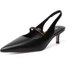 Kitten Heels For Women Slingback Heels Pointed Closed Toe Heels Slip On Dress Pumps Shoes Low Women's Pumps For Dating Party Working - Black - View 3