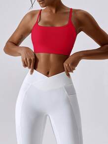 Cross Back Sports Tank Top, Show Your Beautiful Back Summer Tops
