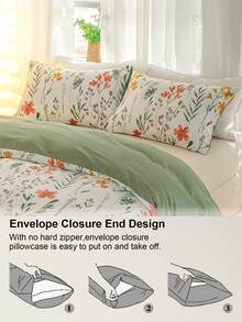 3pcs/Set Floral Pattern Duvet Cover Set(1 Duvet Cover & 2 Pillowcase)Soft And Skin-Friendly Duvet Cover Bedding Set For Home, All Season Bed Sheets Set
