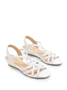 Women's Wedge Sandals Open Toe Low Heel Fashion Comfortable For Party Wedding Valentine's Day Dress Commuting All-Match Summer Shoes - White - View 8