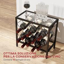 HOMCOM Portabottiglie Vino per 10 Bottiglie Totali con Piano d'Appoggio in Vetro Temperato, Cantinetta Portabottiglie in Acciaio, per Cucina, Dispensa, Cantina e Bar, 41x22x41 cm, Nero - Schwarz - Übersicht 4
