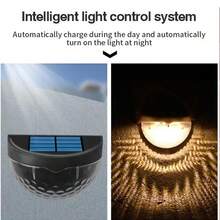 6 个 LED 半圆形太阳能栅栏灯：持久照明，易于安装，适用于户外道路和栅栏，- 友好型 6 个 LED 半圆形太阳能栅栏灯：利用阳光，节省能源