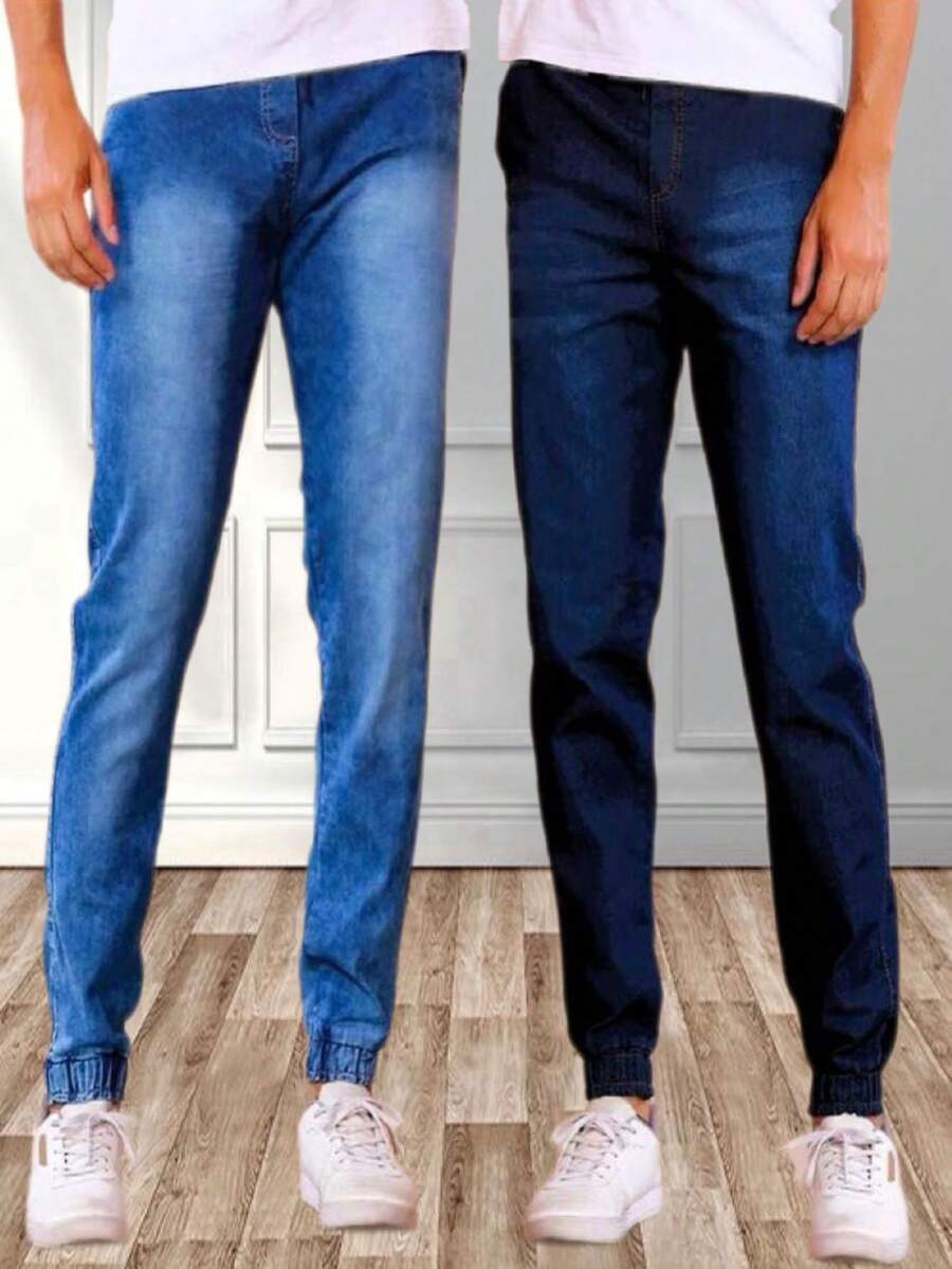 Kit 2 Premium Men's Jeans Jogger Pants - Multicolor - View 1