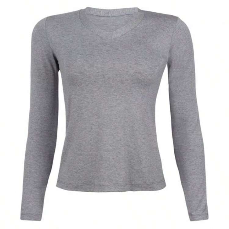 Kit 3 Women's Basic Long Sleeve V-Neck Blouses - Black / Wine / Grey - View 3