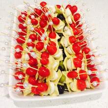 200/100/50/20/10pcs White Bead Food Sticks,Fruit Fork, Bamboo Stick, Bamboo Skewer, Durable Anti-Crack Bamboo Sticks, Delicate Bamboo Sticks, Fruit Bamboo Sticks, Sandwich Toothpicks, Suitable For Party, Birthday Wedding Party Decoration Supplies, Home Picnic Party, Club, Fruit, Cupcakes: Hamburgers, BBQ Snacks - White - View 5