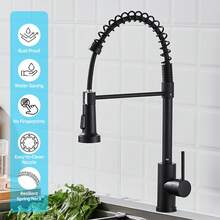 Contactless Sensing Kitchen Faucet Hands-Free Smart Brass Sink Faucet Pull-Out Sprayer + Motion Sensor Black Anti-Fingerprint Quick Design Home Bathroom Decor Summer Bathroom Accessories - Black - View 4