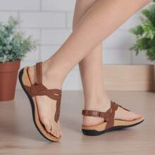 Women's Orthopedic Arch Support Sandals - Comfortable Thong T-Strap Flat Sandals For Everyday Wear - màu nâu - Xem 1