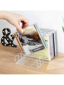 1pc Acrylic Book Stand, Transparent Desktop Book Holder, Book Organizer, Display Rack For Office - Clear - View 1