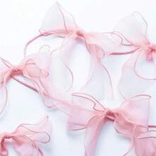 1 Pieza Conjunto de lazos de cinta de organza, lazos decorativos para manualidades para fiesta, envolver regalos, decoración de boda, accesorios DIY, decoraciones de cumpleaños, decoraciones de fiesta, telón de fondo, adecuado para la mayoría de las festividades (12 LAZOS) - Rosa - Ver 3