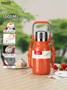 Botella de agua aislada al vacío de acero inoxidable 316, capacidad de 800ml/1000ml/1500ml, unisex, para exteriores, viajes, automóvil, portátil y de vuelta al colegio