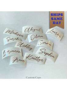 Personalized Custom Name Tag Stickers, Vinyl Decal Stickers, Name Stickers, Date Stickers, DIY Gifts, Handmade, Handwriting, Wedding Stickers, Gift Stickers. Customizable Holographic Name Stickers For Glass, Cups, Rolls, Balloons, Calligraphy Stickers, Glass Names, Gift Box Decorations, Custom Text Glitter Name & Word Stickers