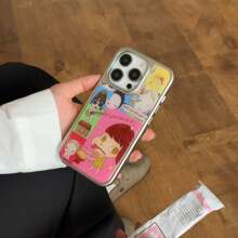 Funda de teléfono inteligente con borde plateado y rejilla de resina epoxi de colores compatible con Apple 16 Pro Max/ 15 Pro Max/ 14 Pro/ 13 Pro/ 13