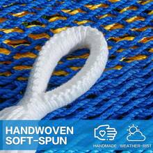 PNAEUT Mayan Hammock, Handwoven XL Thick Soft Rope Hammocks For Outdoor Indoor, Max 600 Lbs Capacity, Tree Straps & Carabiners Included (Caribbean Sea) - Lake Superior - View 5