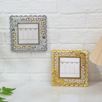 1 件开关贴纸华丽仿珍珠开关贴纸保护套，独特的 DIY 设计，优雅的家居装饰贴纸个性化贴纸