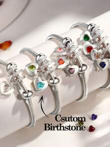 1pc Personalized Valentine's Day Gifts For Her,Family Diamond Charm Chain Bracelet For Women,Girlfriend,Wife,Valentine's Day Gifts,Custom Birthstone Bracelet, Birthstone Bracelet For Mom, Family Birthstone Bracelet, Family Birthstones, Personalized Gifts