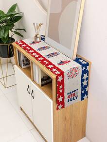 1pc American Flag Patterned Table Runner, Suitable For American Independence Day, Memorial Day, Home Kitchen And Dining Room Decor, Indoor/Outdoor Party Supplies, Daily Decoration, Room Decor - Multicolor - View 2