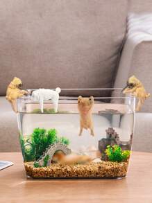 3pcs/Set Puppy & Fish Tank Decoration Set, Rounded Edged Resin Ornaments, Creative Aquarium Landscape Accessories