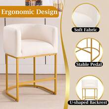 26" H Counter Height Bar Stools Set Of 4, Modern Barrel Counter Stools With Backrest And Arms, Fabric Upholstered Accent Barstools - Vàng - Xem 2