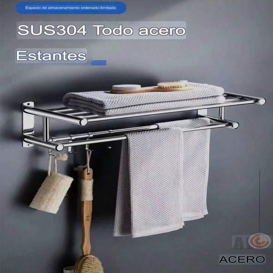 Thickened Double-Layer Towel Rack, Shower Shelf, Hotel Engineering Bathroom, 304 Stainless Steel Towel Rack