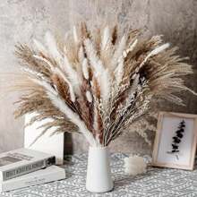 50/100/150pcs 17.5inches Dried Pampas Grass Flowers Baby Shower Decorations Wedding Supplies Accessories Home Farmhouse Room Floral Decor Natural Fluffy Pampas Grass Bouquet Lifelike Colorful Pampas Grass Bouquet Creative Fake Reed Flower Bouquet Simple Fluffy Artificial Plants
