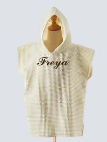 Personalized Toddler Hooded Towel Cape (1-3 Years) | Custom Name Embroidery | Soft Waffle Weave | Quick-Dry Swim & Bath Cover | Daycare Essential - Multicolor - View 13