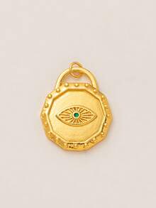 1pc Vintage Bohemian Style Eye-Shaped 18K Gold Plated Stainless Steel Pendant, Suitable For Daily Wear, Can Be A Gift For Wife And Mother - Multicolor - View 10